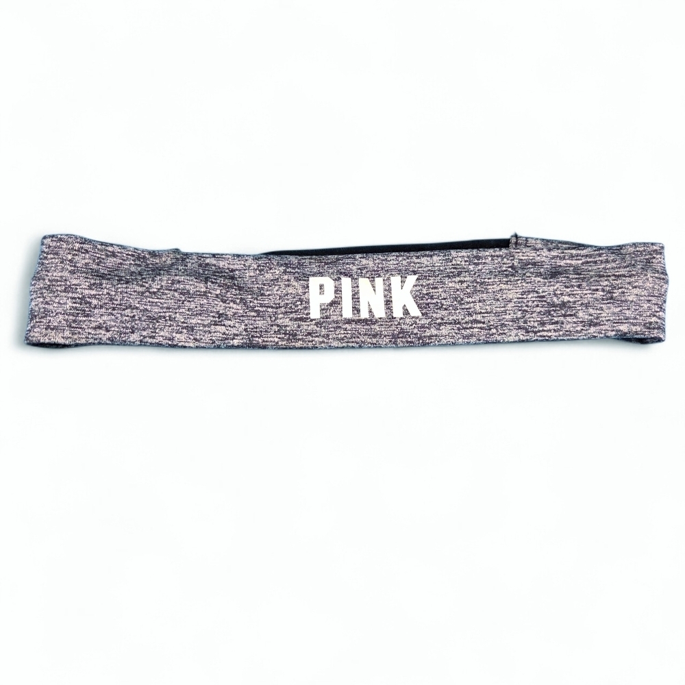 Victoria's Secret PINK Heathered Gray Black White Logo Headband Like New